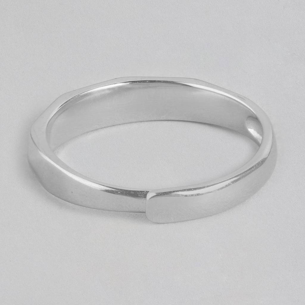 Pure Elegance Rhodium-Plated 925 Sterling Silver Men'S Classic Ring (Adjustable) : M-RNG-40282-R