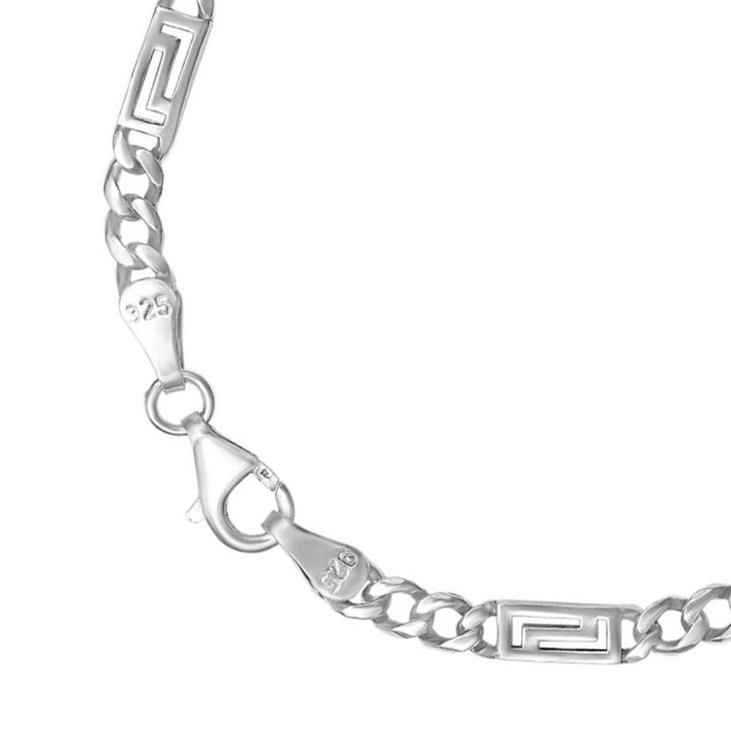 Bold Rhodium Plated 925 Sterling Silver Chain Men'S Bracelet : BR-80412-R