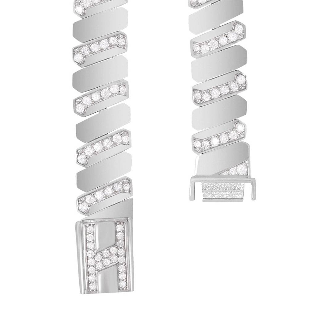 Modern Cz Rhodium-Plated 925 Sterling Silver Men'S Chain Bracelet (One Size) : BR-80419-R