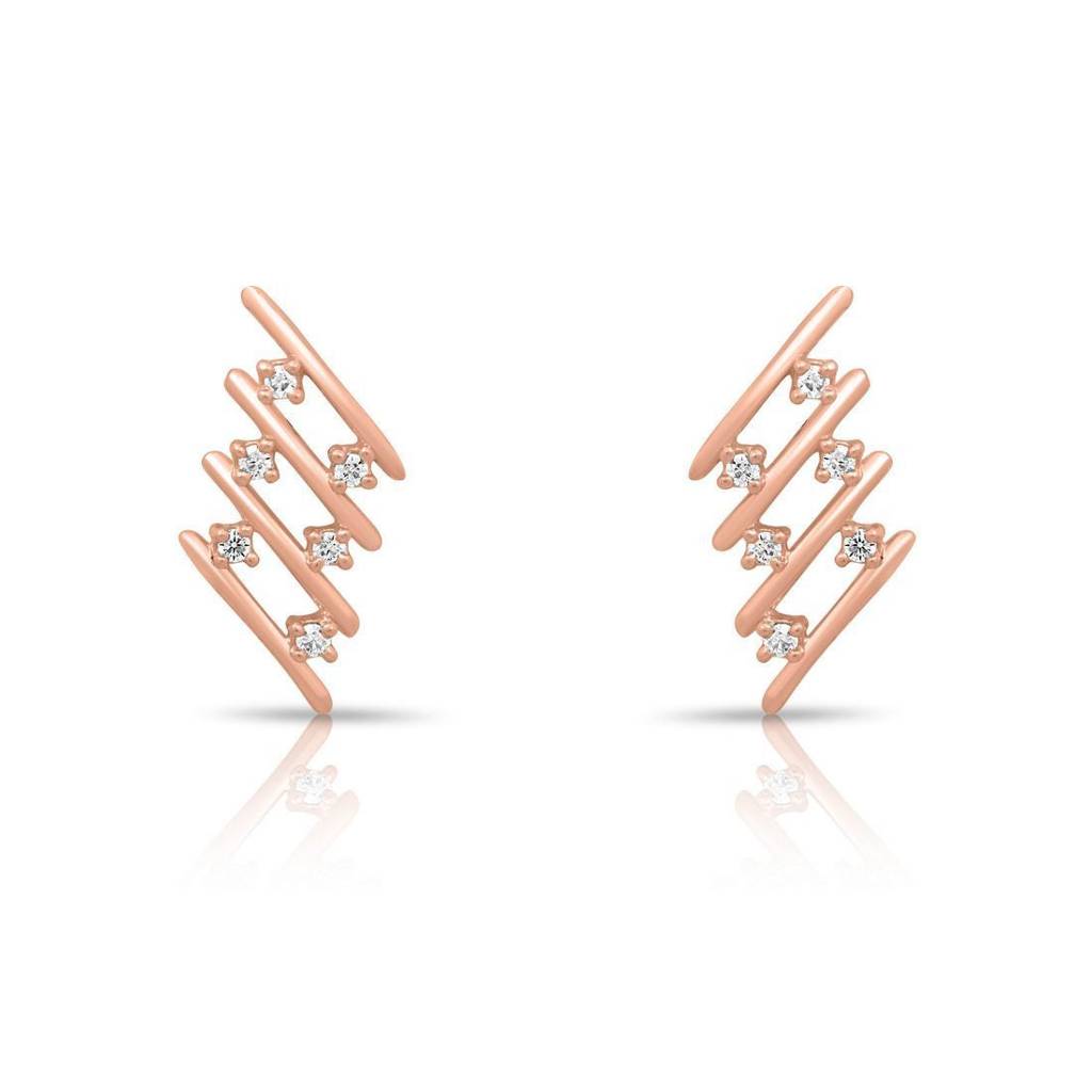 Quirky Designed Rose Gold Plated 925 Sterling Silver Jewellery Set : EAR-20836-RG