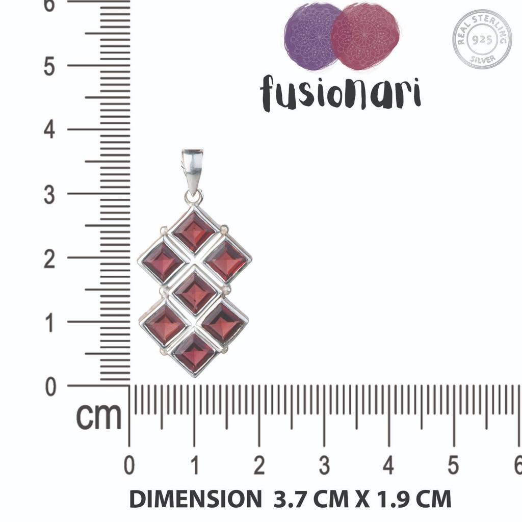 925 Sterling Silver Garnet Pendant With 18 Inch Chain | Gemstone Pendant Necklace | Handmade Silver Jewelry Gift : FU-0746