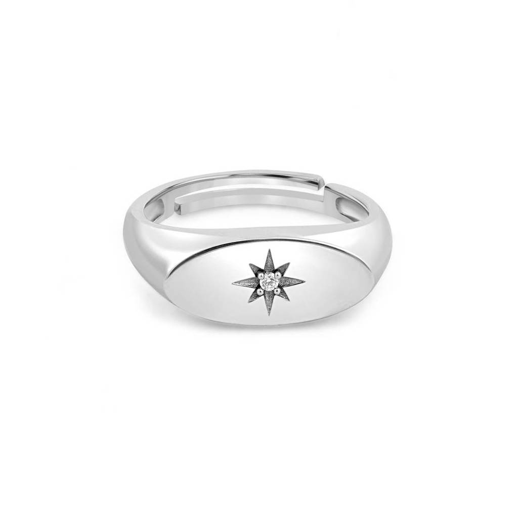 Classic Rhodium Plated 925 Sterling Silver Men'S Ring : M-RNG-40407-R