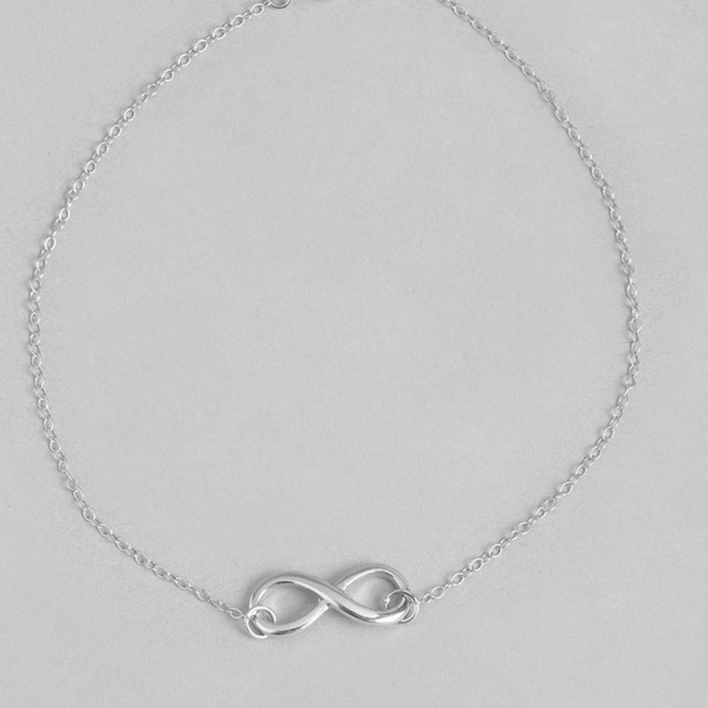 Infinity Rhodium Plated 925 Sterling Silver Chain Anklet : ANK-60120-PAIR