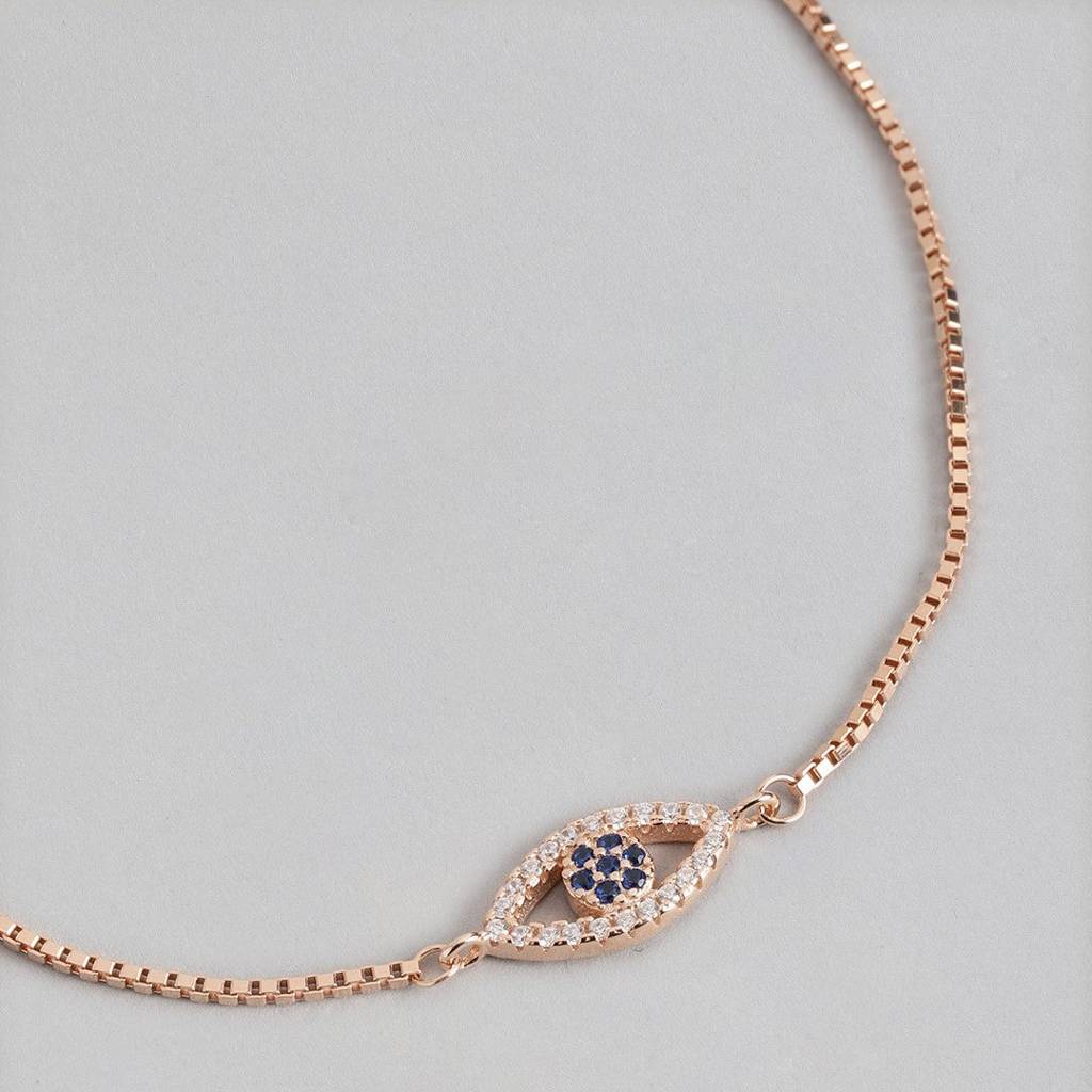 Rose Gold Plated Evil Eye 925 Silver Bracelets : BR-80061