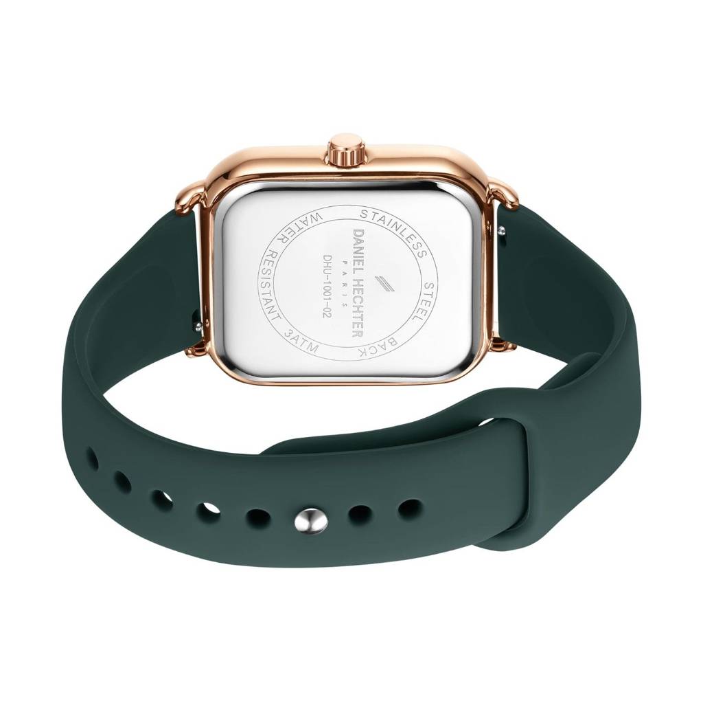 Daniel Hechter Paris Montmartre Unisex Multifunction Square Watch Â Black Dial With Day-Date & 24-Hour Subdial : DHU-1001-02