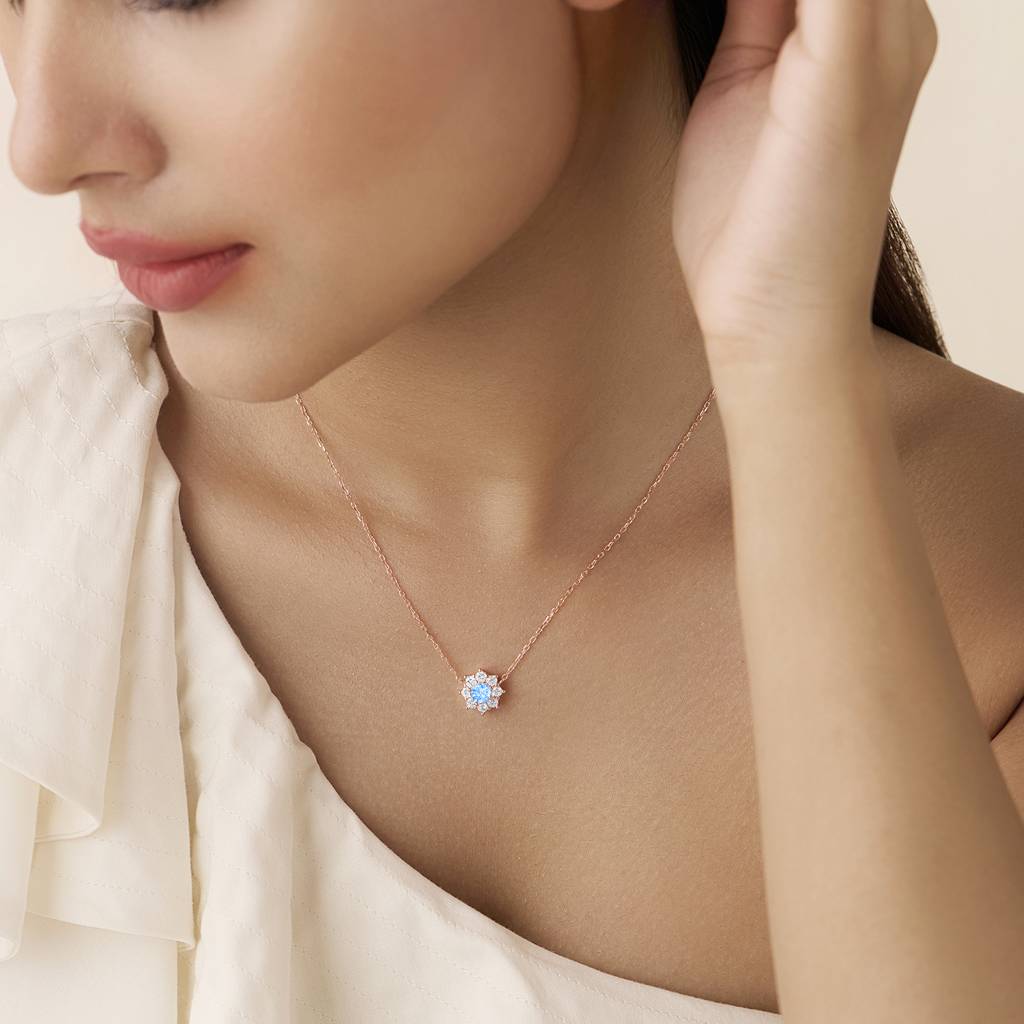 The Sea Flower Silver Rose Gold Plated Necklace : NL-30389-RG