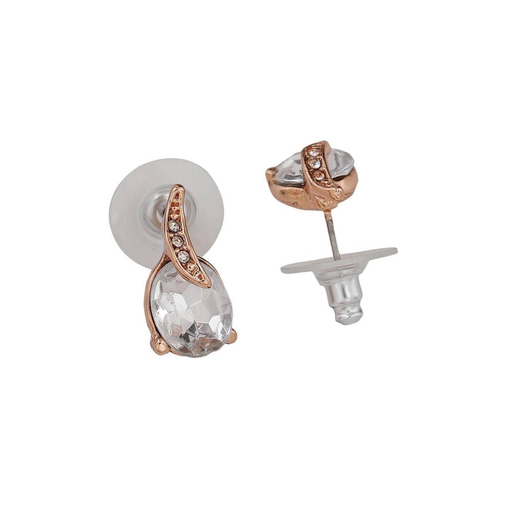 Estele Rose Gold Plated Magnificent Necklace Set With Crystals For Women