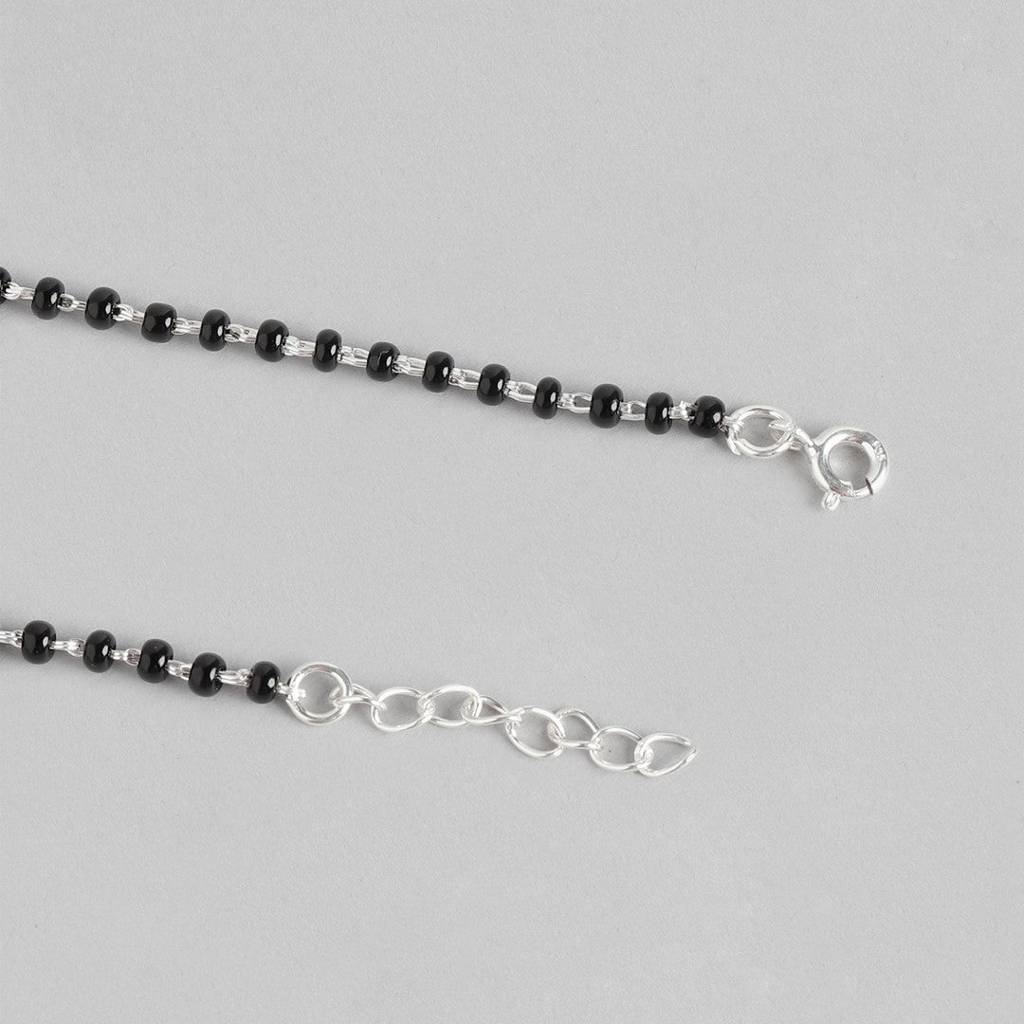 Radiant Charm Rhodium-Plated 925 Sterling Silver Anklet With Beaded Chain : ANK-60299-PAIR-S