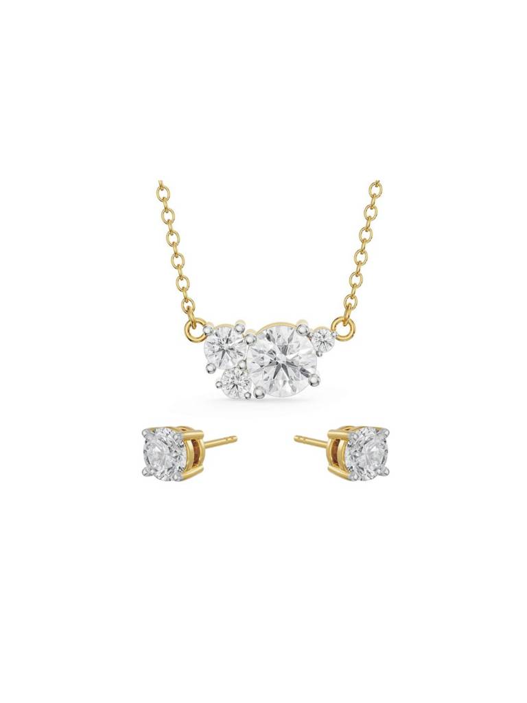 Faiza Solitaire Set Matching Set Gold Authentic Certified Lab