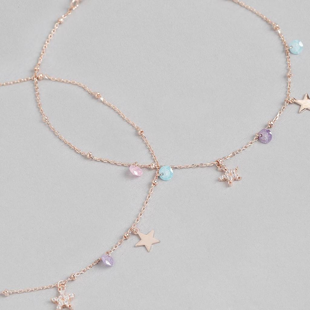 Star Drop 925 Sterling Silver Anklet : ANK-60089-PAIR