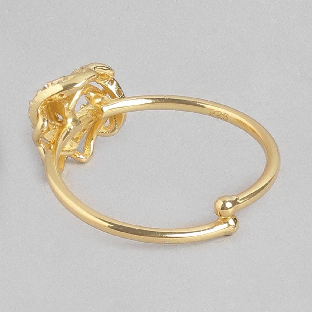 Mesmerizing Gold Weave 925 Sterling Silver Gold Plated Adjustable Ring (Adjustable) : RNG-40179
