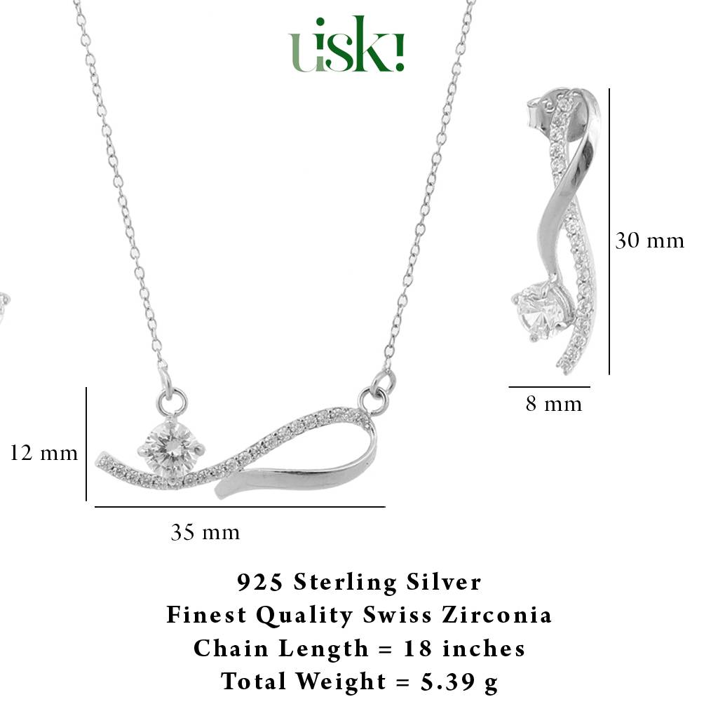 Iski Uski 925 Sterling Silver Dainty Pendant Set