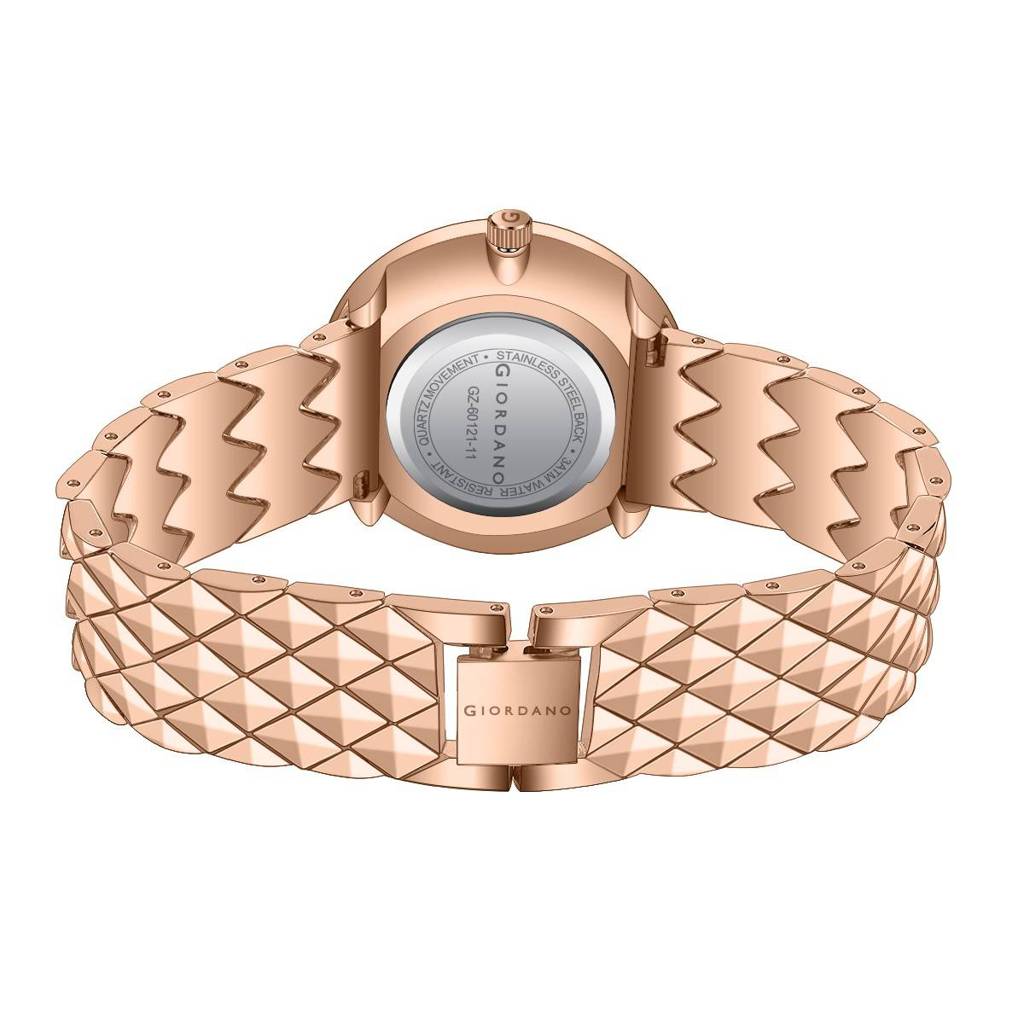 Giordano Elegant Analoge Watch For Women - Unique Rounded-Square Dial, Roman Numeral Dial, Date Display And Text : GZ-60121-11