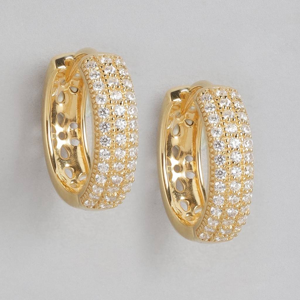 Golden Radiance Gold-Plated 925 Sterling Silver Hoop Earrings : EAR-20317