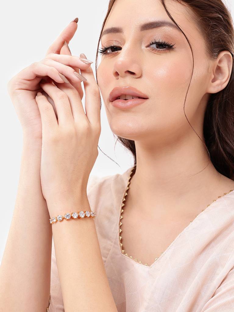 Rose Sheen Cubic Zircon Adjustable Bracelet : YI24A0625B