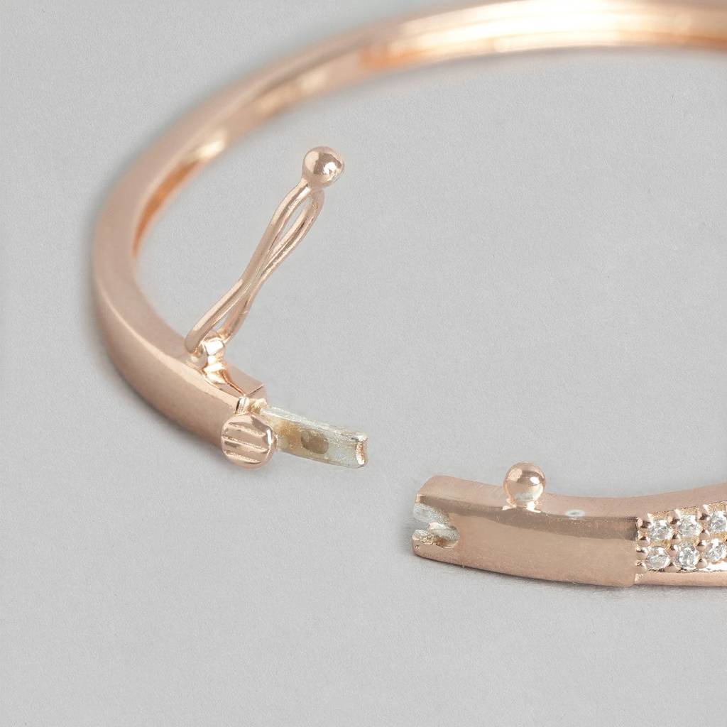 Radiant Rose Gold 925 Sterling Silver Bracelet With Cubic Zirconia : BR-80191
