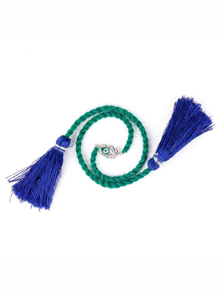 925 Sterling Silver Peacock Thread Rakhi For Brother : RKH-10096-S