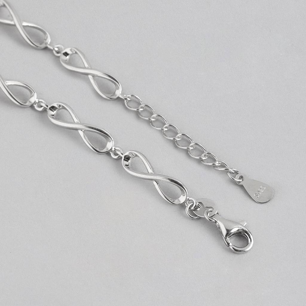 Infinity Charm Evil Eye-Cz Rhodium-Plated 925 Sterling Silver Bracelet : BR-80328-R