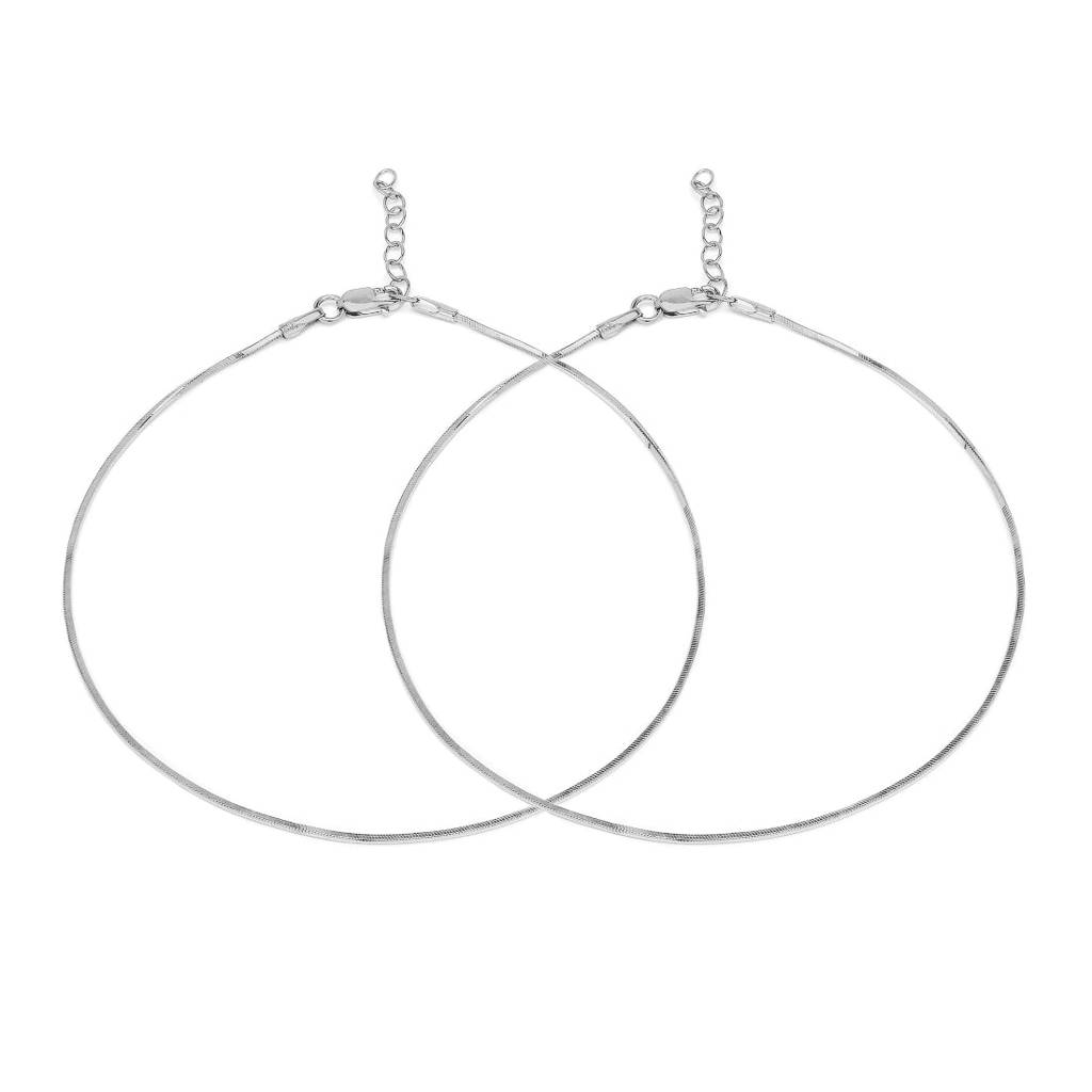 Rope 925 Sterling Silver Chain Anklet : ANK-60100-PAIR