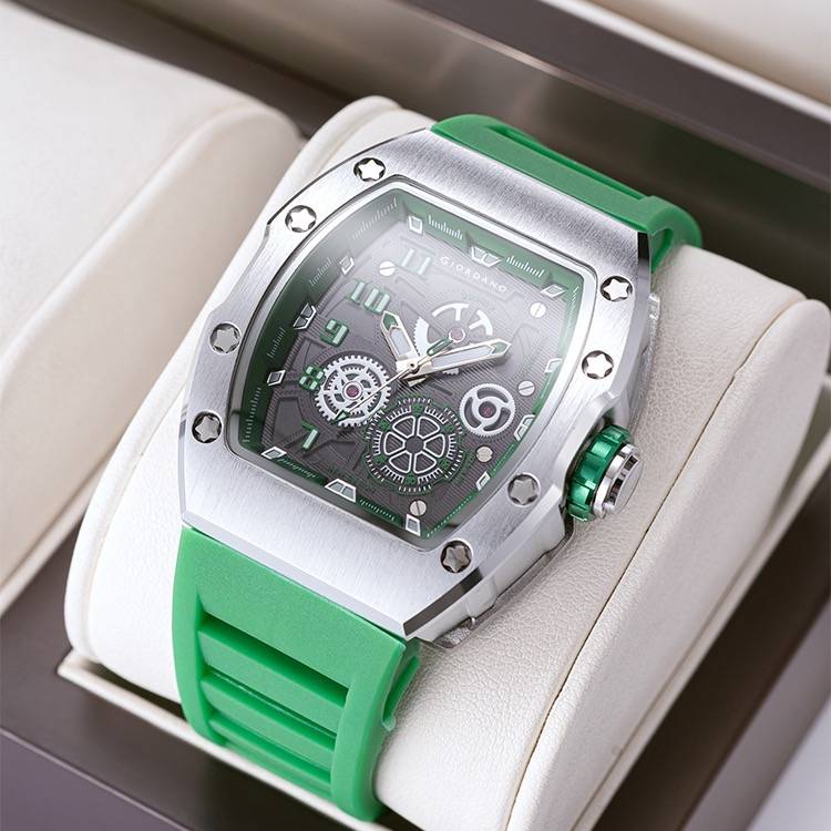 Giordano Sqaure Analog Casual Sporty Watch For Men – Mechanical-Inspired Design Dial, Quartz Movement, Silicon S : GZ-50150-03