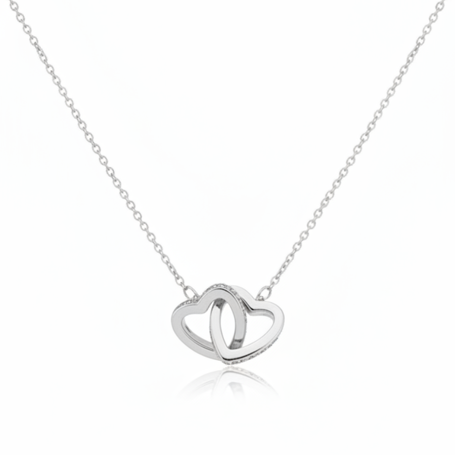 Duo Heart Necklace For Women | Romantic Double Heart Pendant Jewellery : 8145318419