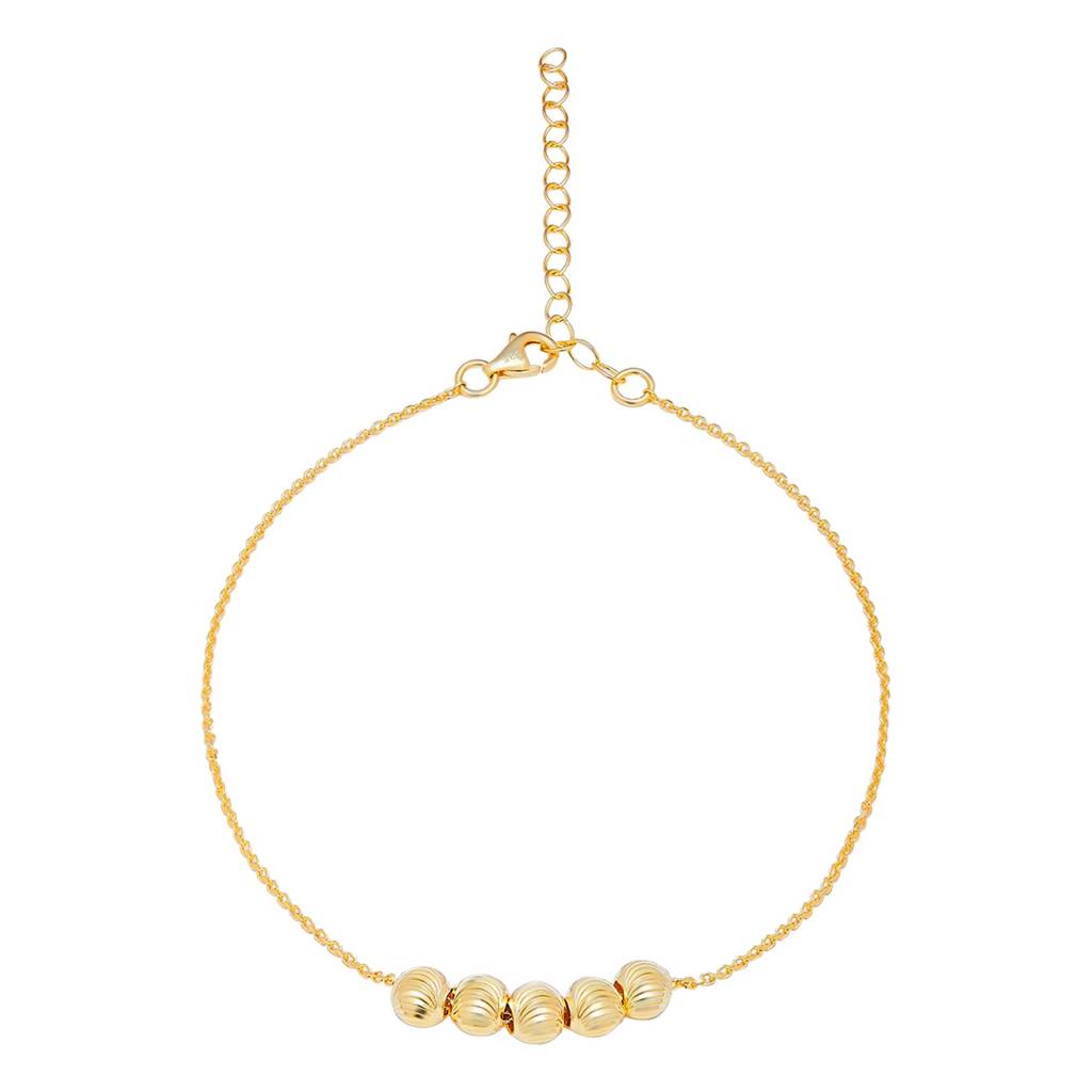 Golden Bead Plated 925 Sterling Silver Anklet : ANK-60162-PAIR
