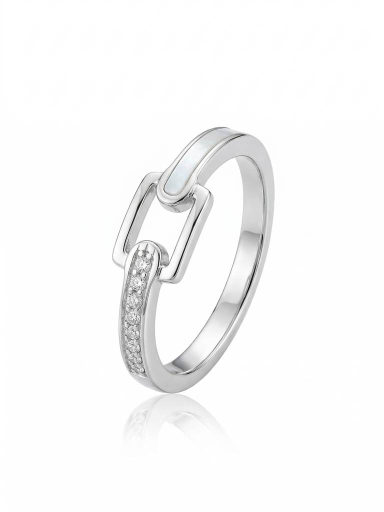 925 Pure Silver The "Nexus" Geometric Link Ring : LR1316