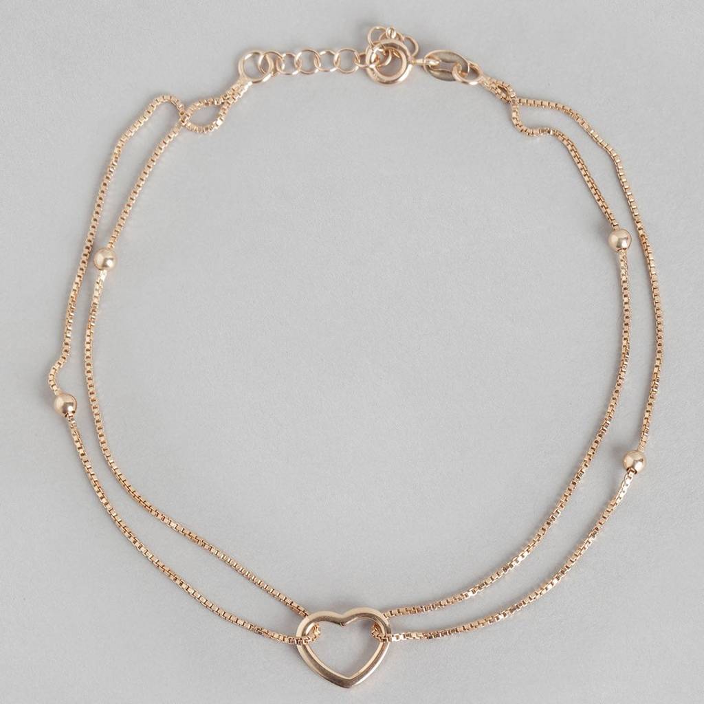 My Dainty Heart Rose Gold 925 Silver Anklets : ANK-60007-PAIR