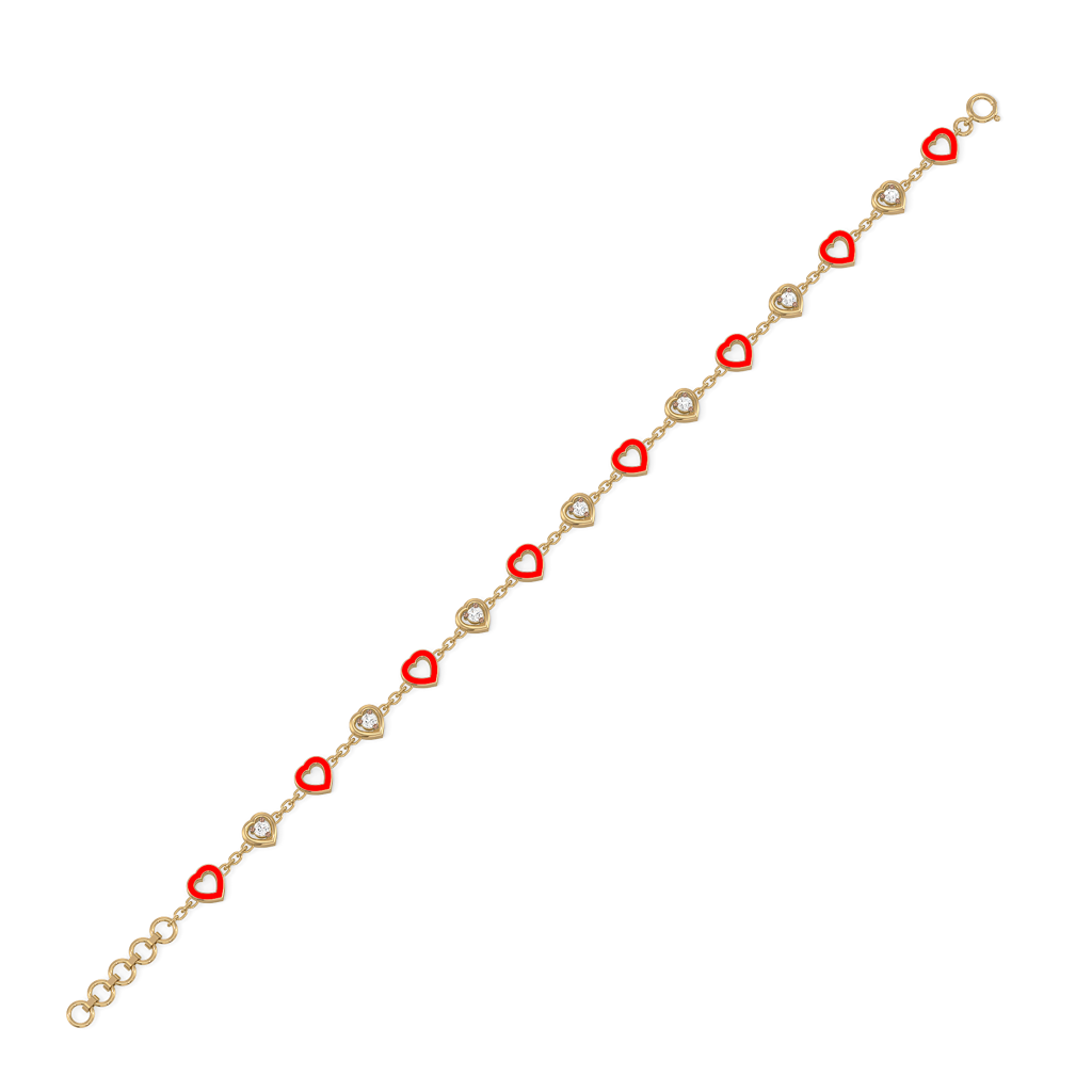 Red Heart - Lab Diamond Station Bracelet : LLBR0099