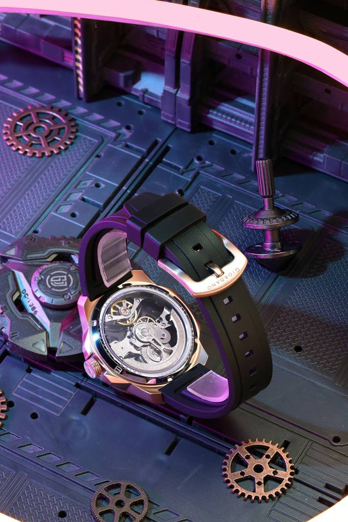 Premier Xapphire Collection Automatic Watch For Men With Round Skeleton Dial, Exposed-Gear Design, Luminous Hand : GZ-50232-03