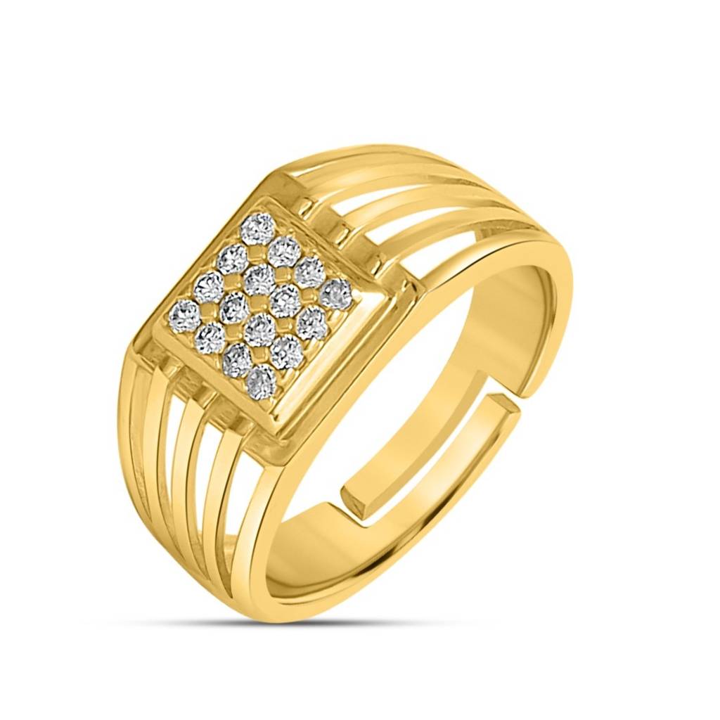 Golden Unity - His And Hers Gold Plated Couple Ring Set (Adjustable) : CJS-10058