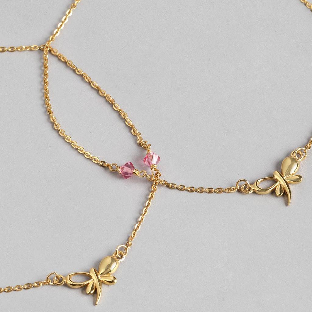 Butterfly Wings Gold-Plated 925 Sterling Silver Anklet : ANK-60248-PAIR-G