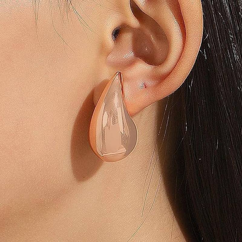 925 Pure Silver Rose Gold Tear Drop Stud Earrings | Small Cute Studs : TWP1142