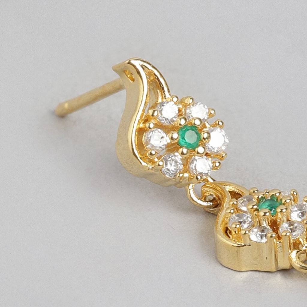 Enchanted Forest Gold Plated Drop 925 Sterling Silver Earrings : EAR-20381