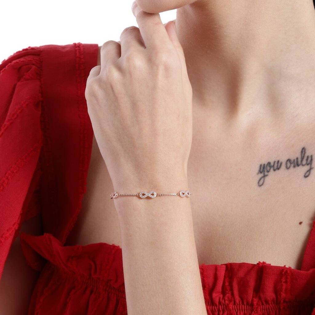 Classy Rose Gold Infinity 925 Silver Bracelet : BR-80078