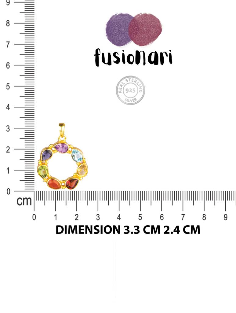 925 Sterling Silver Gold Plated Chakra Pendant With Chain For Women || Gemstone Pendant | Handmade Jewelry | Elega : FU-086G-C