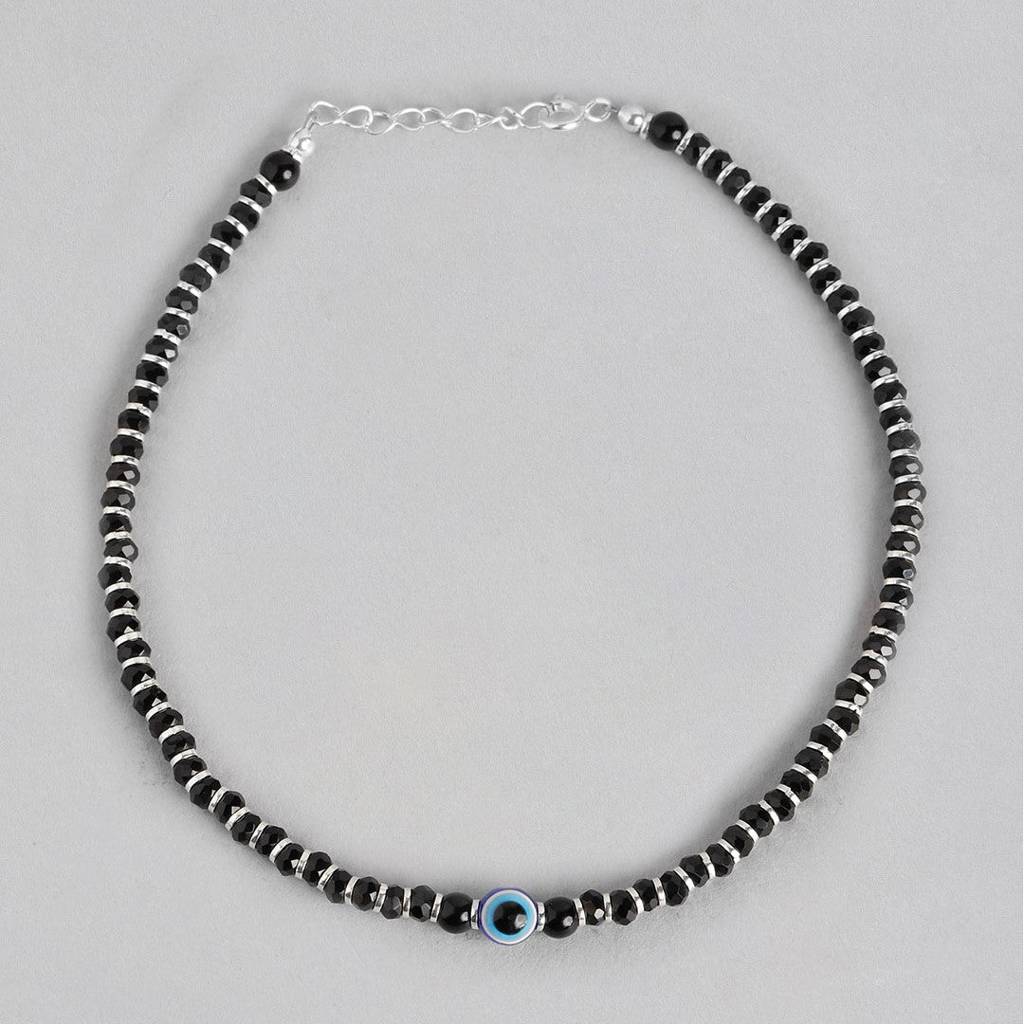Evil Eye Beads 925 Sterling Silver Anklets : ANK-60011-PAIR