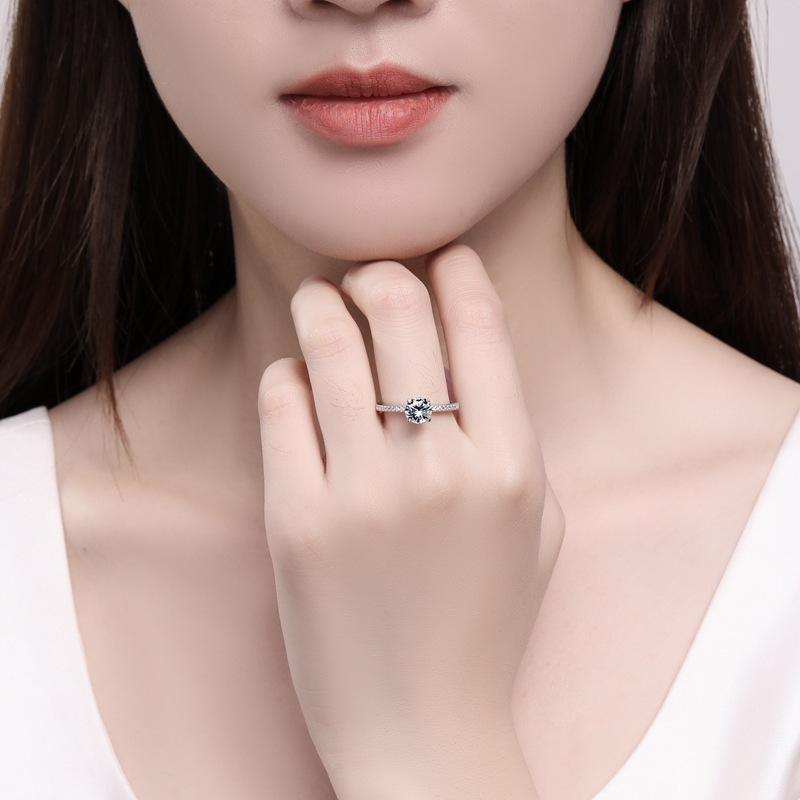 925 Sterling Silver 1 Ct. Gra Certified Moissanite Ring, Gift For Wife, Mother, Sister : BRDAMSR1C