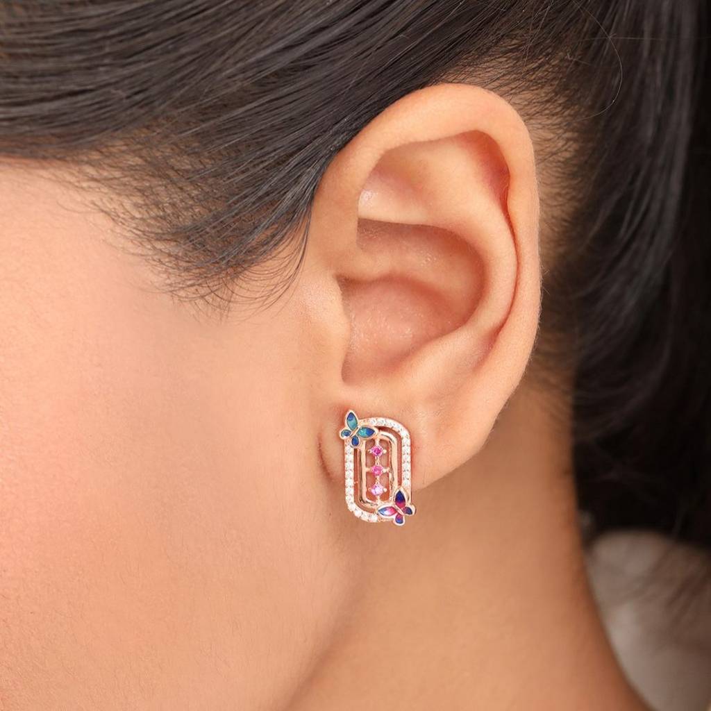 Flutter Charm Rose Gold Plated 925 Sterling Silver Earrings : EAR-20841-RG