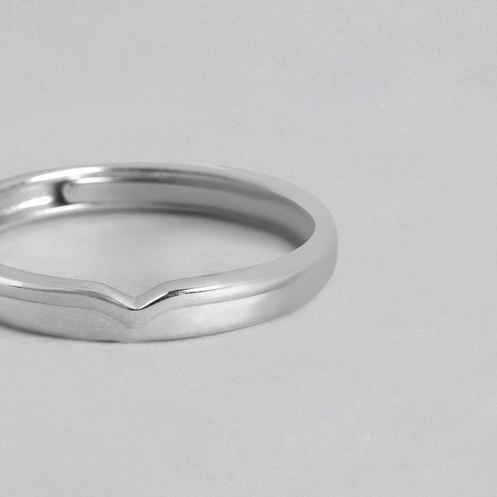 Minimalistic Rhodium Plated 925 Sterling Silver Ring For Him (Adjustable) : RNG-40121