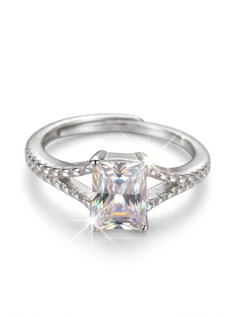 925 Pure Silver The Imperial Emerald-Cut Ring : LR1270