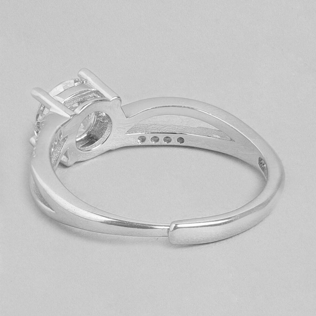 Twisted Solitaire 925 Silver Ring (Adjustable) : RNG-40034