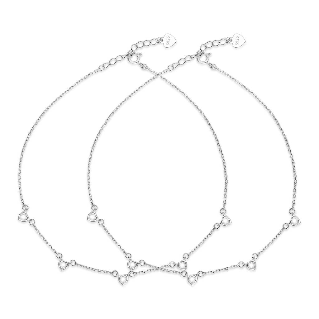 Linked In Love Anklet : ANK-60428-PAIR-R