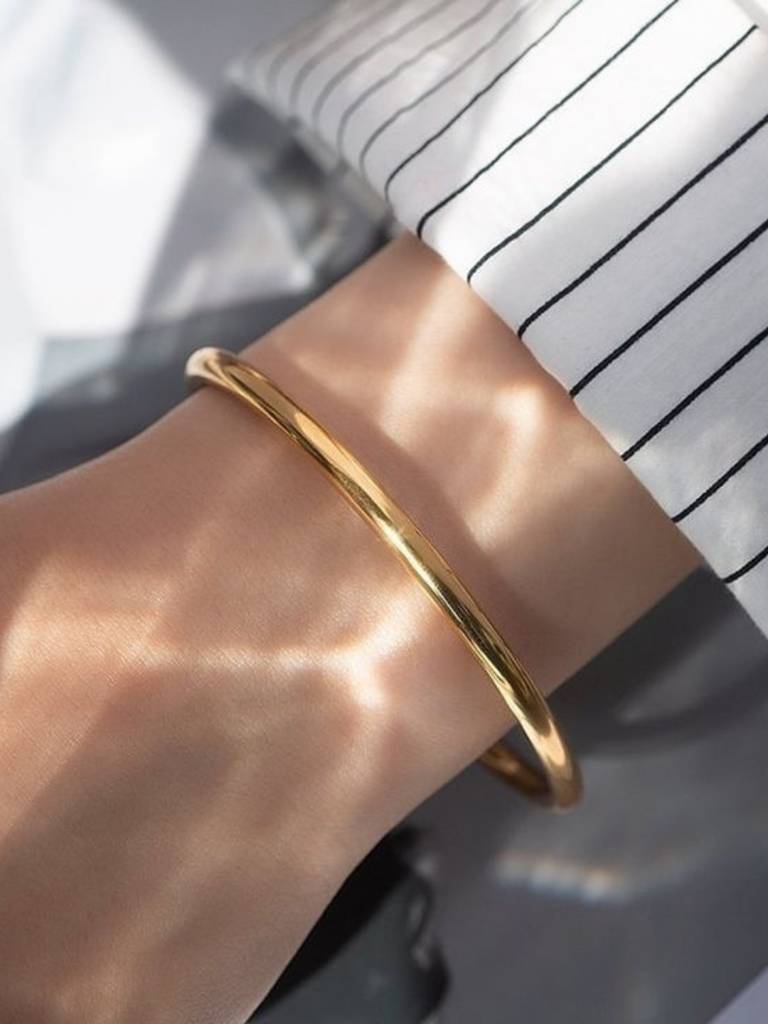 Plain Cuff Bangle Â 18K Gold Plated | Anti-Tarnish Everyday Bracelet : ATB706PCB