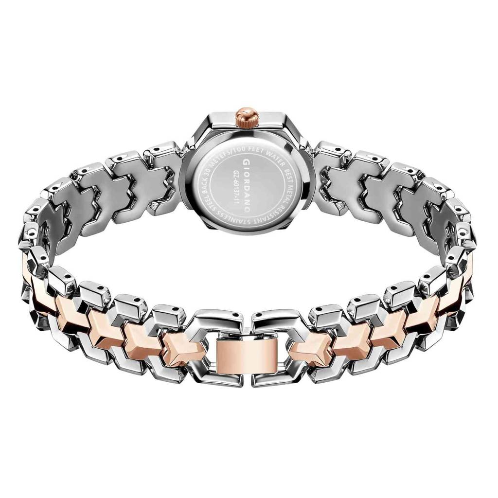 Giordano Analog Watch For Women Â Hexagon Dial With Crystal Accents, Stainless Steel Bracelet, Elegant Wristwa : GZ-60137-11
