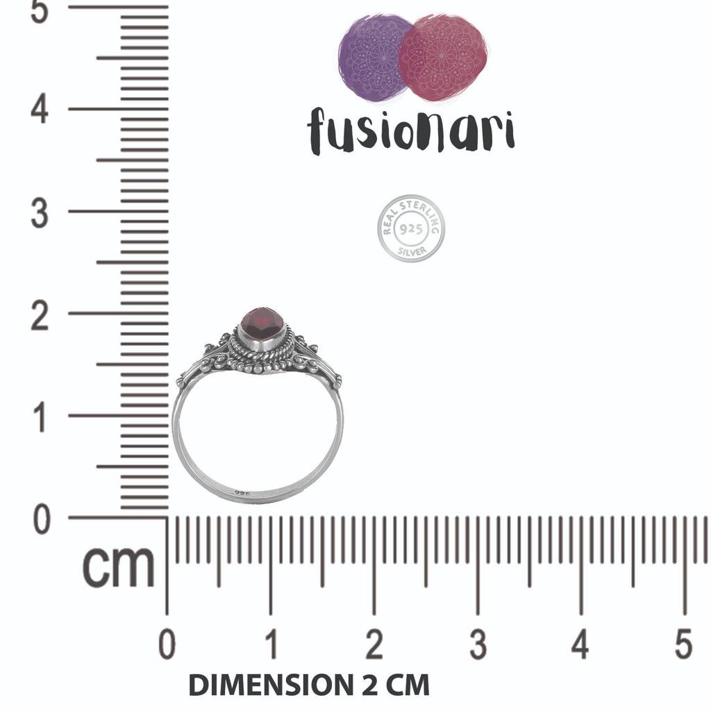 925 Sterling Silver Garnet Ring For Women - Authentic Silver Jewelry | Handcrafted Elegant Gift : FU-0747