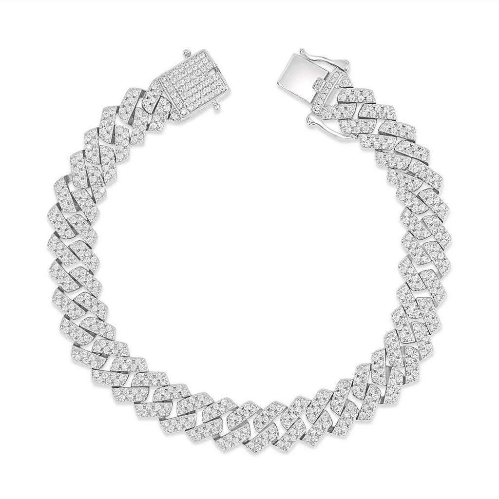 Brilliant Shine Rhodium Plated 925 Sterling Silver Men'S Bracelet : BR-80401-R