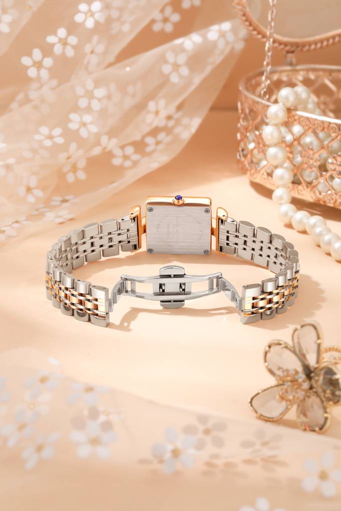 Daniel Hechter Paris Cambon Collection Luxury Watch For Women With Square Dial, Crystal Accents And Stainless Ste : DHW2008-22