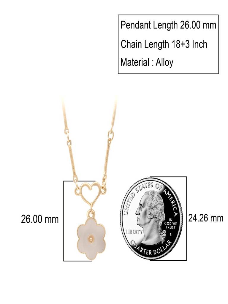 18K Gold Plated Chic Heart Floral Enamel Link Pendant Necklace Anti Allergenic For Women : SCDELNL0021