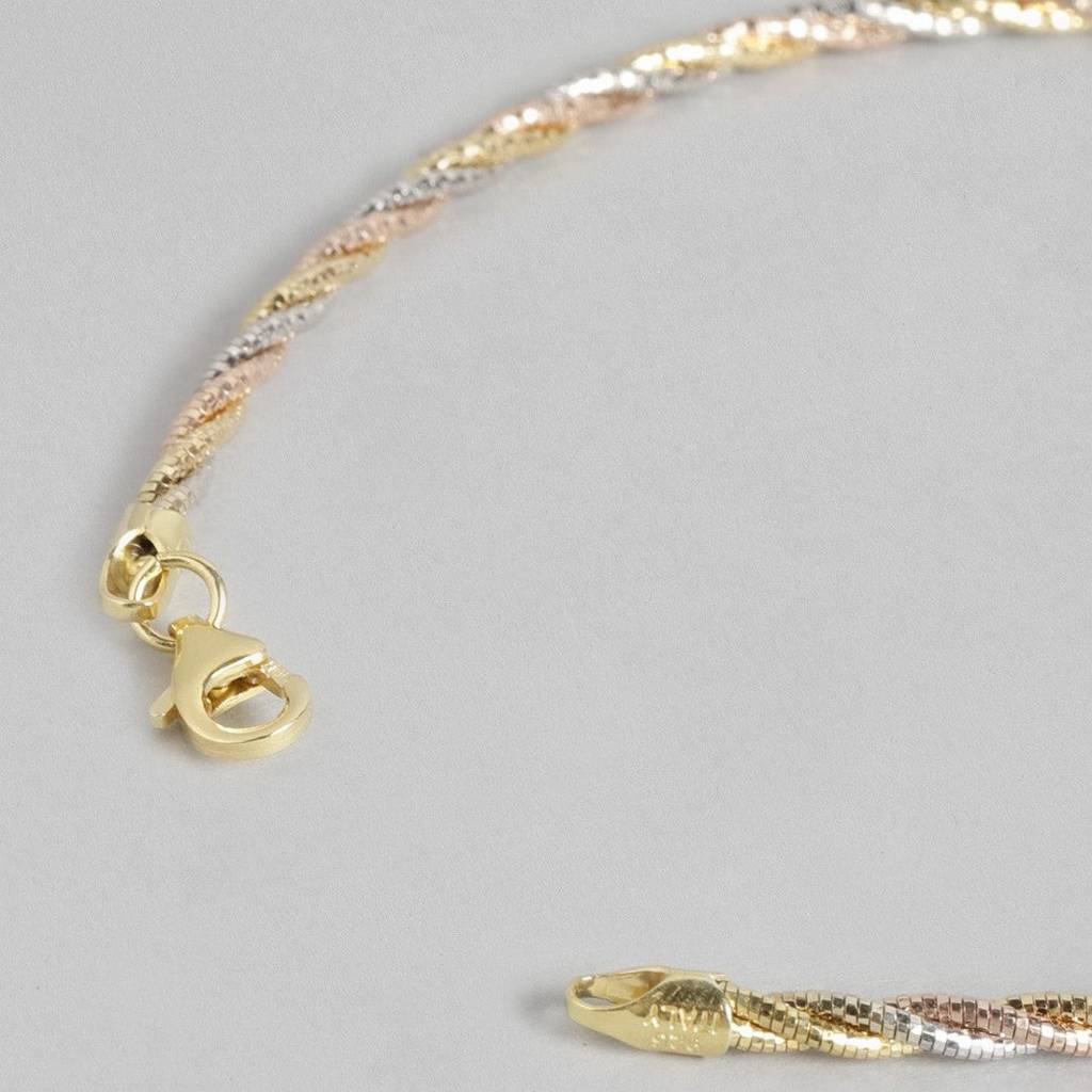 Twisted Triple Toned 925 Sterling Silver Anklet : ANK-60071-PAIR